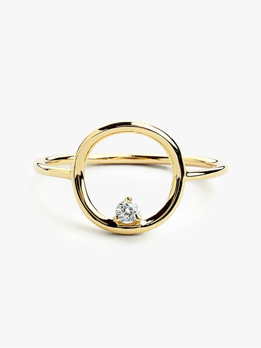 Ferko's 14K Gold Open Circle Ring with Single Diamond Accent